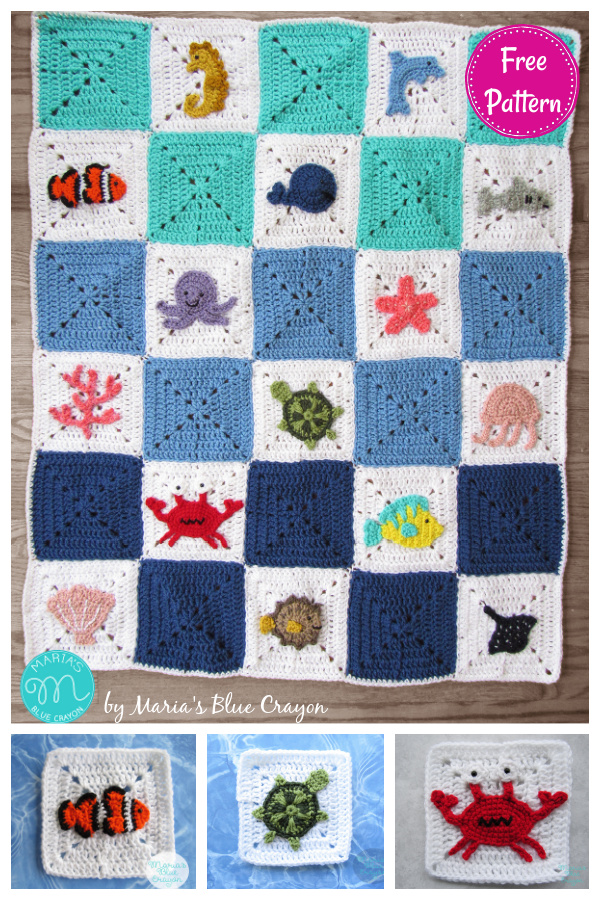 Ocean Granny Square Afghan Free Crochet Pattern