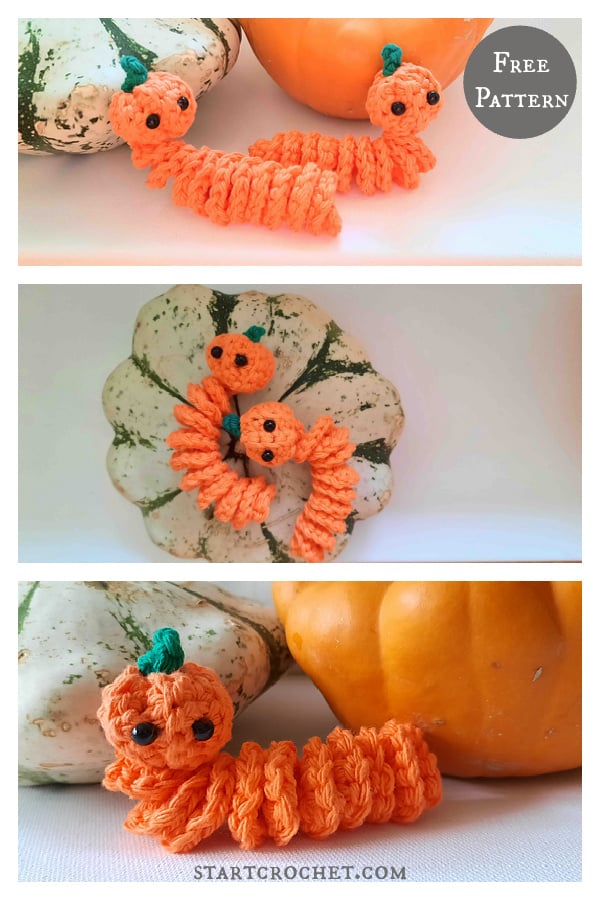 Pumpkin Worry Worm Free Crochet Pattern