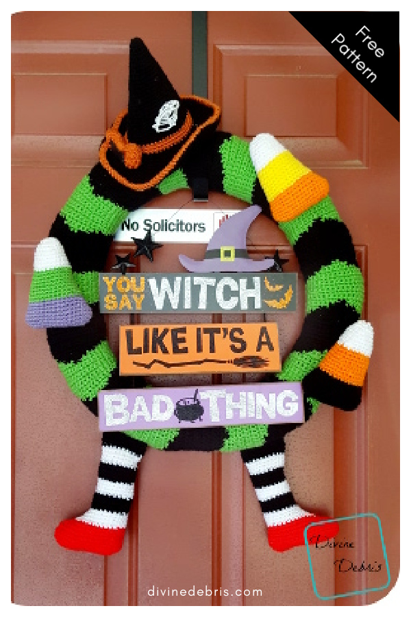 Witch Halloween Wreath Free Crochet Pattern