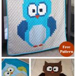 Baby Owl C2C Blanket Free Crochet Pattern