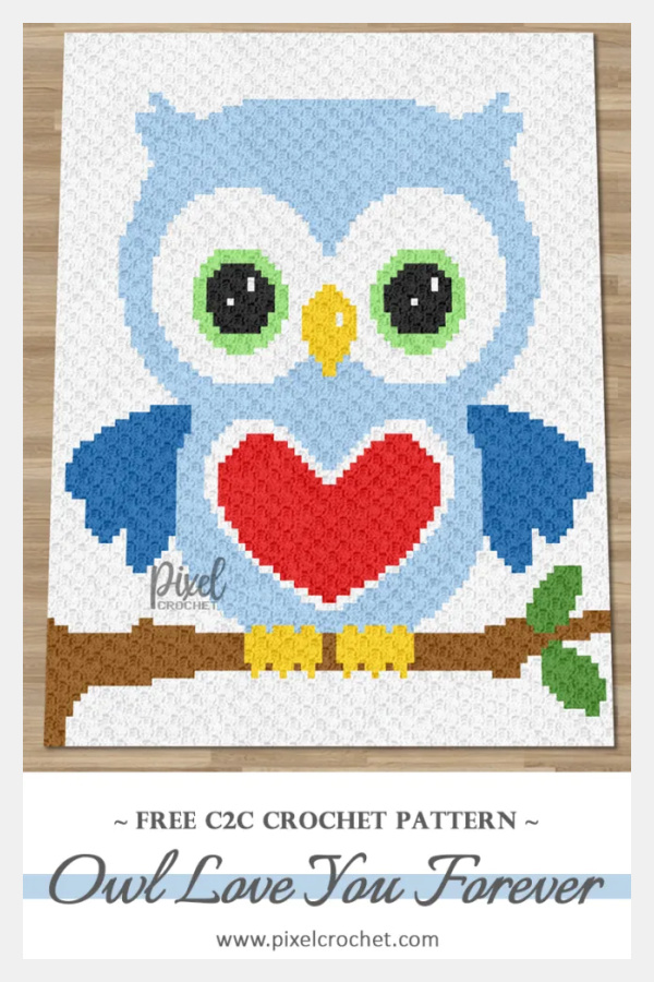 C2C Owl Love You Forever Blanket Free Crochet Pattern