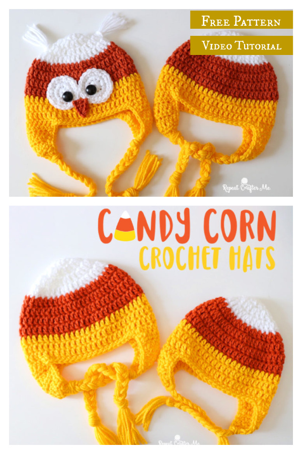 Candy Corn Hat Free Crochet Pattern and Video Tutorial 