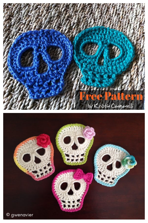 Day Of The Dead Skull Motif Free Crochet Pattern