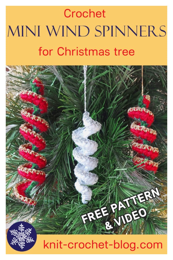 Mini Wind Spinner Christmas Tree Ornament Free Crochet Pattern and Video Tutorial