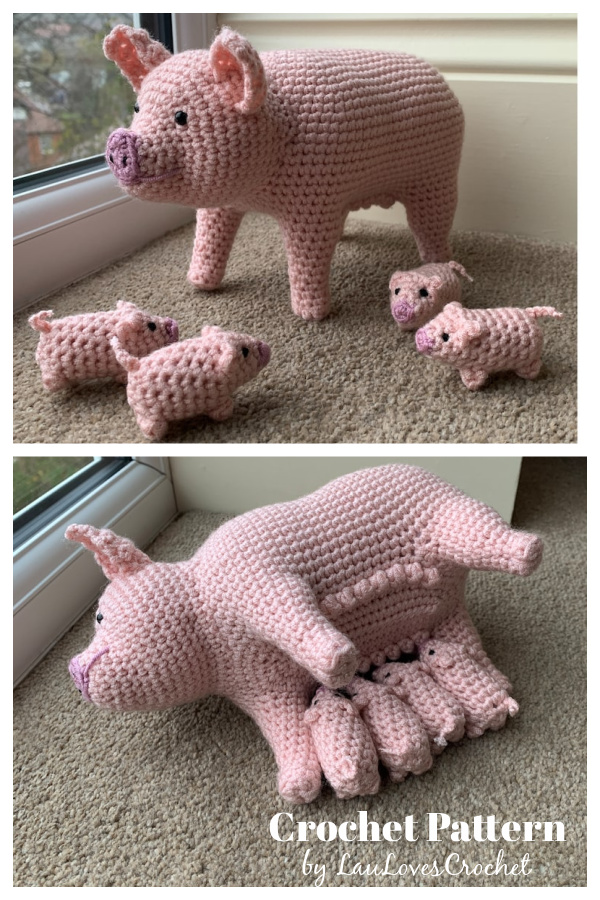 Pig with Piglets Crochet Pattern