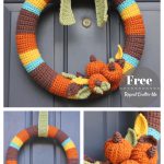 Pumpkin Fall Wreath Free Crochet Pattern