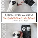 Skull Hand Warmers Free Crochet Pattern and Video Tutorial