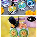 Sugar Skull Ornament or Applique Crochet Pattern