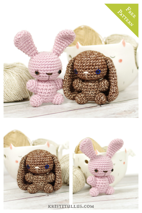 Tiny Bunny with Straight or Floppy Ears Amigurumi Free Crochet Pattern