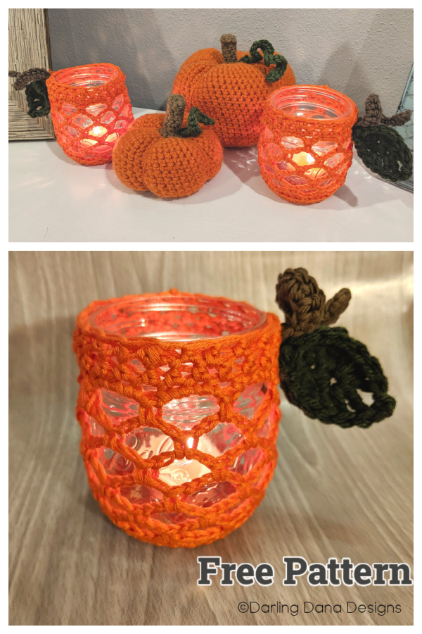 Trellis Pumpkin Jar Covers Free Crochet Pattern
