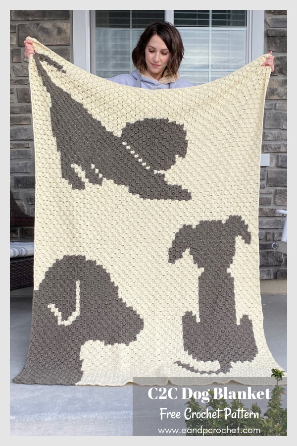 C2C Dog Blanket Free Crochet Pattern