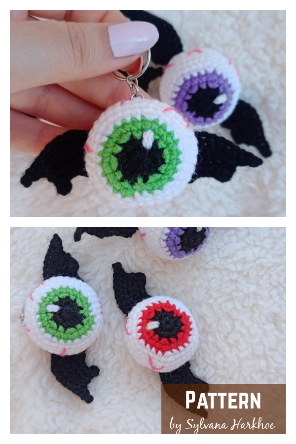 Eye with Wings Keychain Crochet Pattern