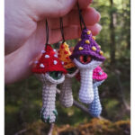 Halloween Spooky Mushroom Keychain Crochet Pattern