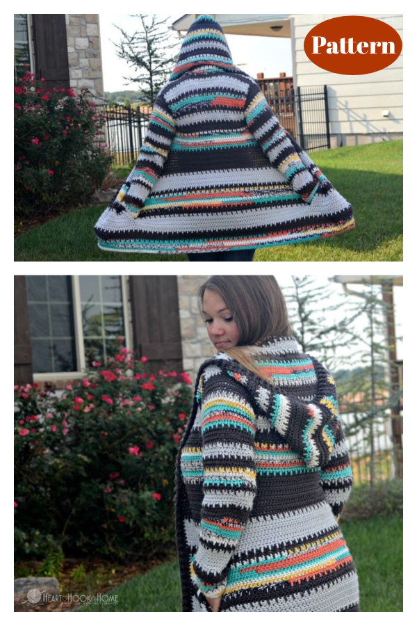 Painted Canyon Hooded Cardigan Crochet Pattern
