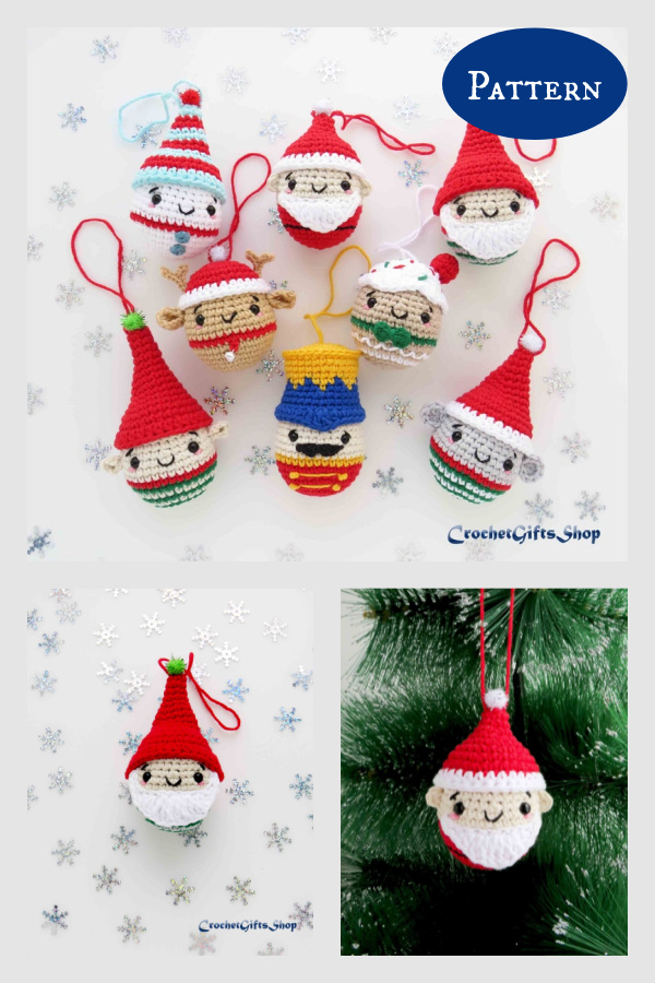 Santa Christmas Ornament Crochet Patterns 