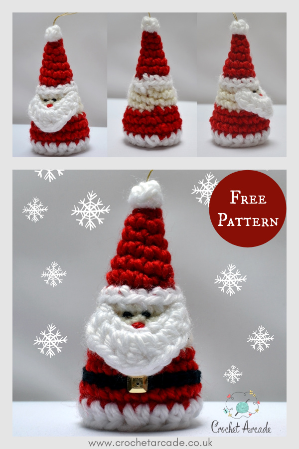 Santa Claus Christmas Ornament Free Crochet Pattern 