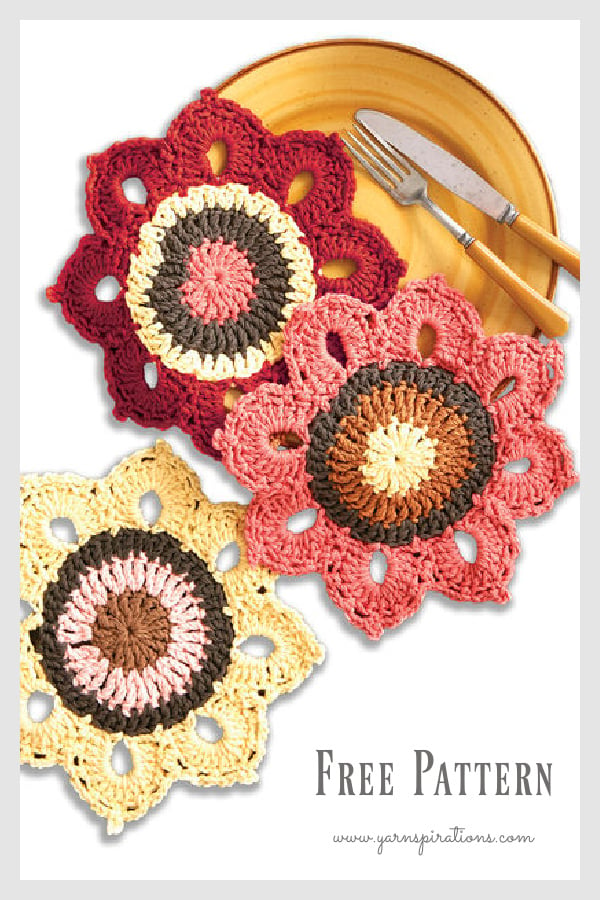 Woodsy Sunflower Dishcloths Free Crochet Pattern