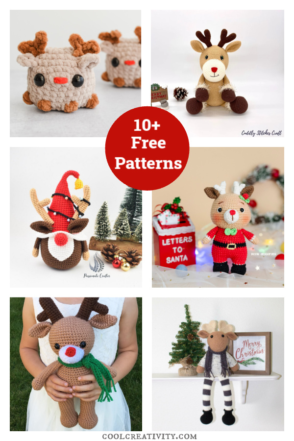 10+ Amigurumi Christmas Reindeer Free Crochet Pattern 