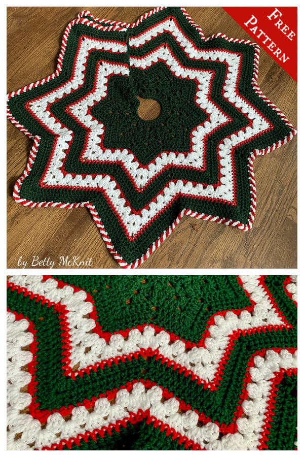 6-Day Star Holiday Tree Skirt Free Crochet Pattern
