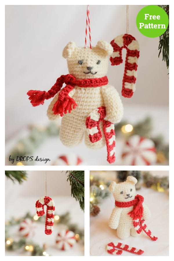 Candy Cane Bear Free Crochet Pattern