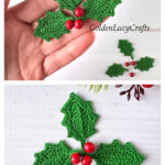 Christmas Holly Leaf Applique Free Crochet Pattern