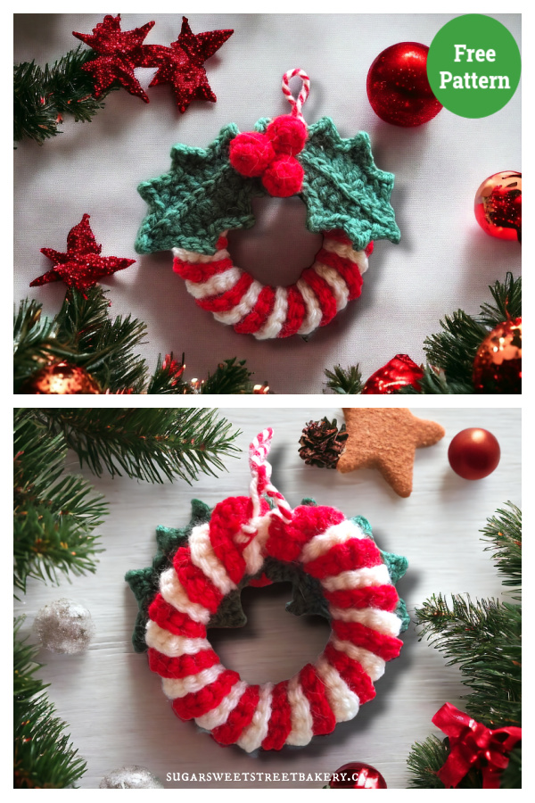 Christmas Wreath with Holly Free Crochet Pattern