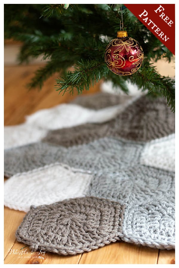 Hexagon Christmas Tree Skirt Free Crochet Pattern