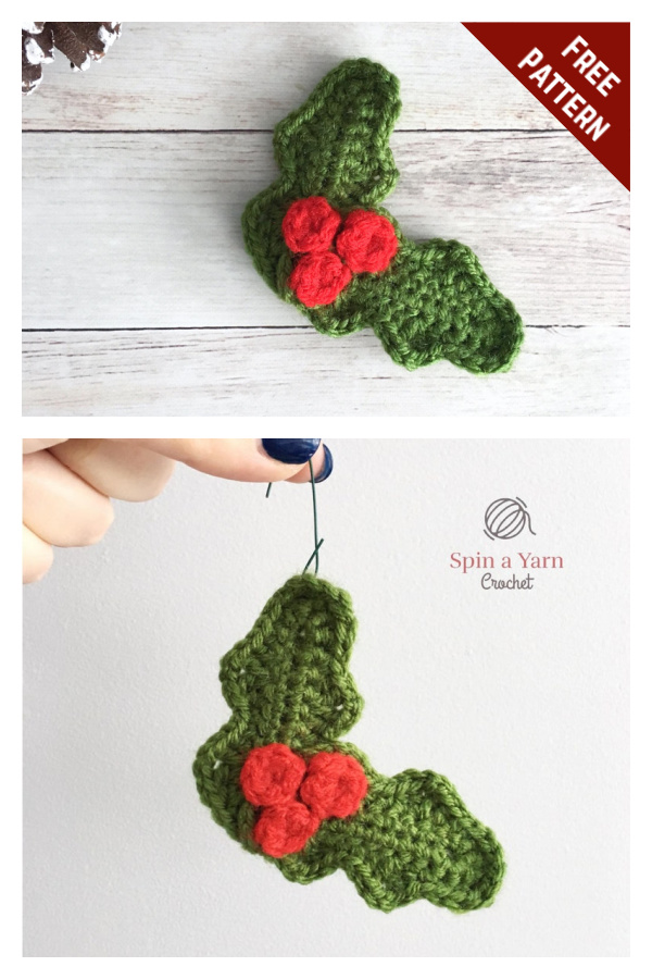 Holly Ornament Free Crochet Pattern