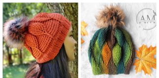 Leaf Stitch Beanie Hat Crochet Patterns