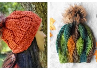 Leaf Stitch Beanie Hat Crochet Patterns