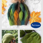 Leafy Knit-look Beanie Hat Crochet Pattern