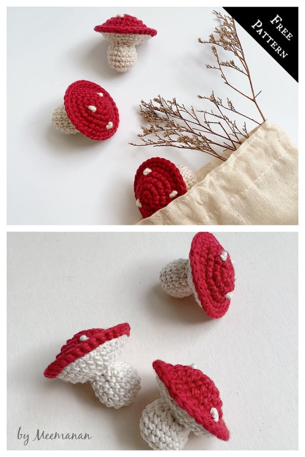 Mushrooms Stuffed Toy Free Crochet Pattern