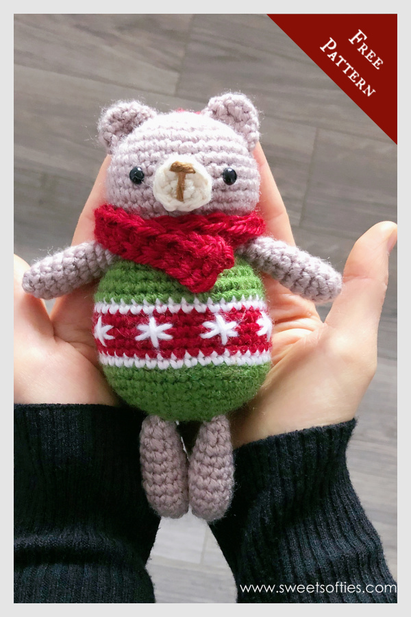 Ornament Bear Christmas Doll Free Crochet Pattern