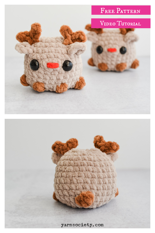 Pocket Reindeer Free Crochet Pattern and Video Tutorial