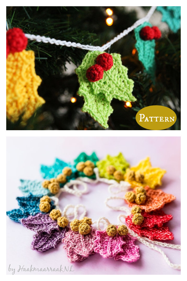 Rainbow Holly Garland Crochet Pattern