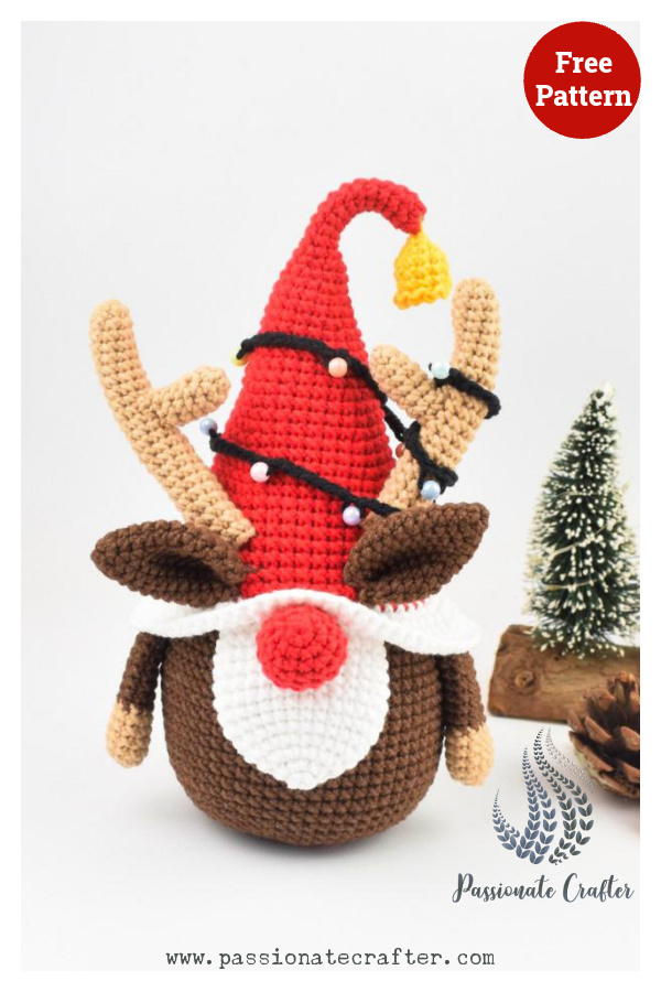 Reindeer Gnome Free Crochet Pattern