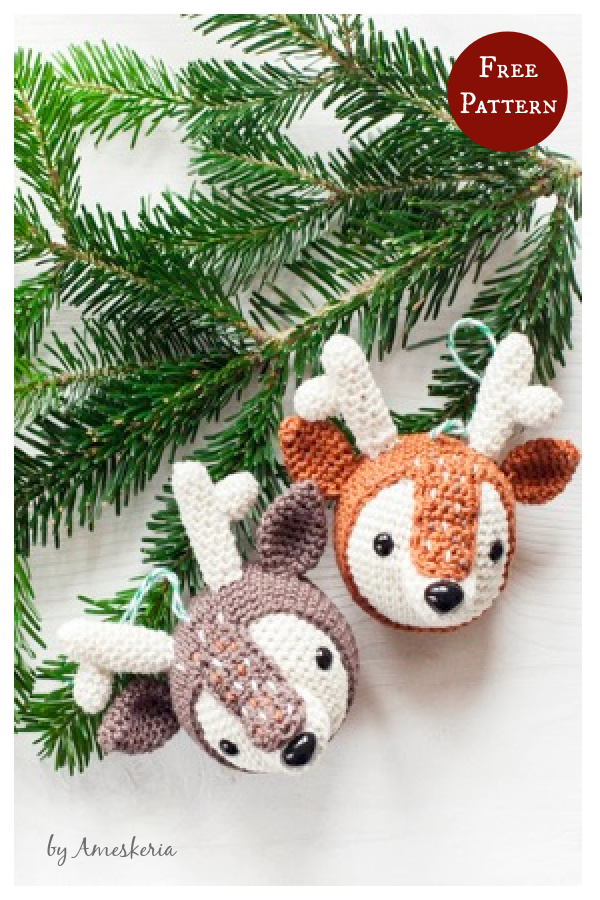 Reindeer Ornaments Free Crochet Pattern
