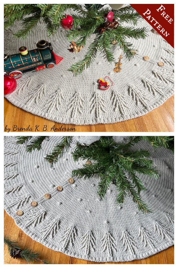 Chunky Bobble Christmas Tree Skirt Free Crochet Pattern