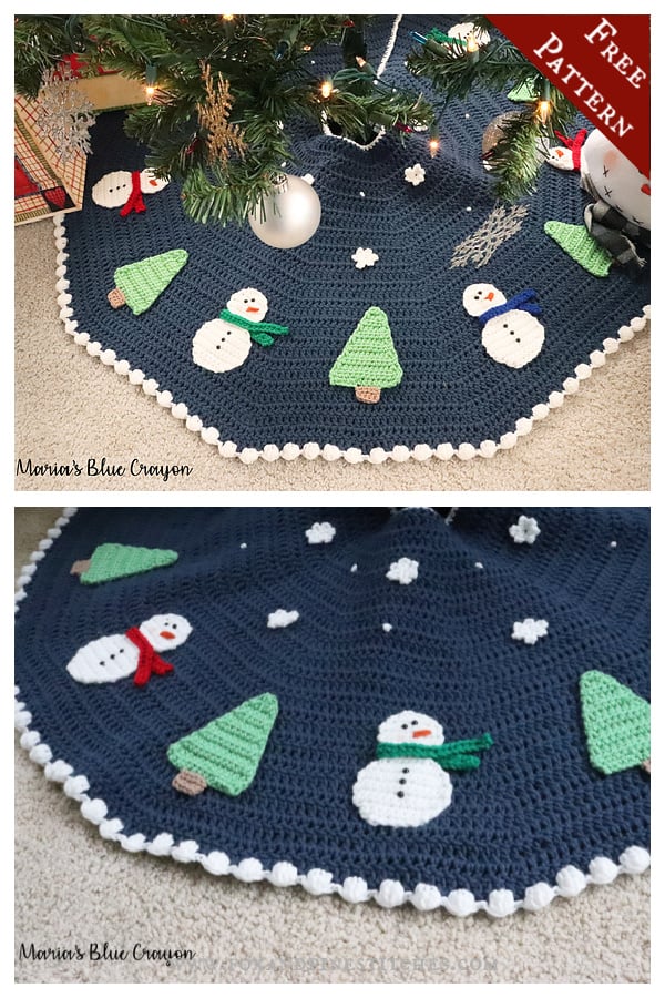 Snowman Tree Skirt Free Crochet Pattern