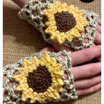 Sunflower Fingerless Glove Free Crochet Pattern