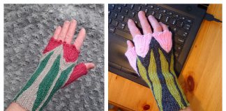 Tulips on Hands Fingerless Gloves Free Crochet Pattern