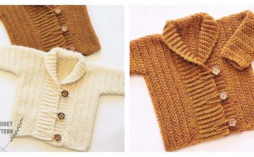 Baby Boy Shawl Collar Cardigan Free Crochet Pattern