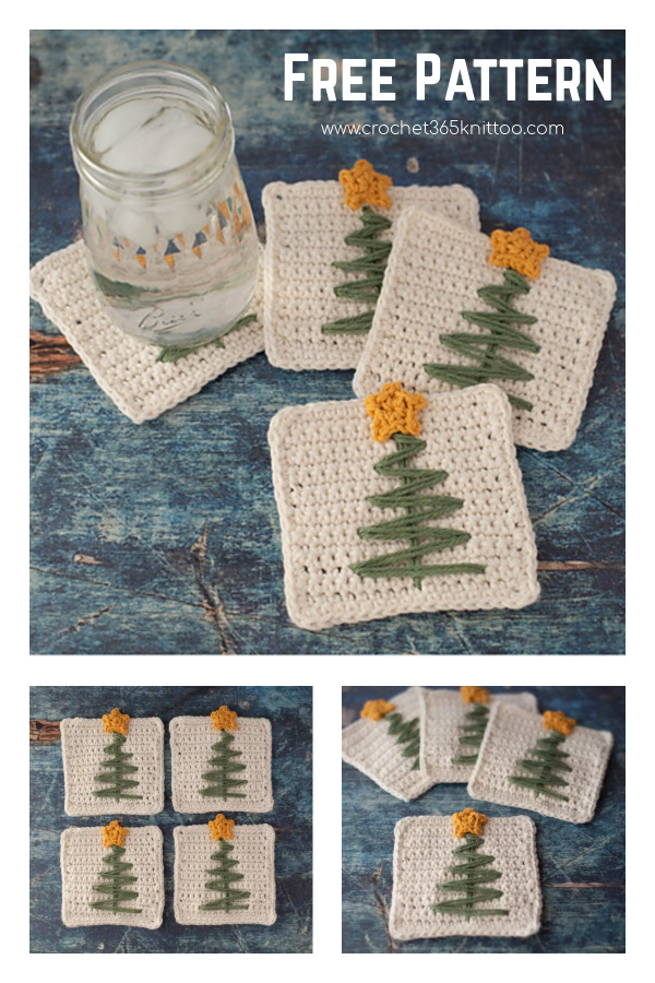 Christmas Tree Coasters Free Crochet Pattern 