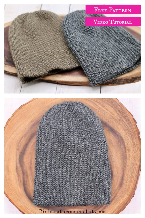 Classic Knit Look Beanie Free Crochet Pattern and Video Tutorial