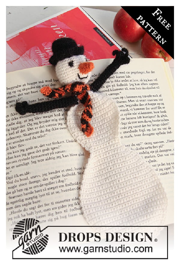 Frosty the Bookman Snowman Bookmark Free Crochet Pattern