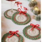 Holiday Wreath Coasters Free Crochet Pattern