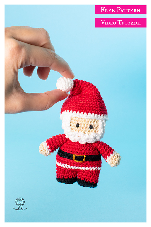 Mini Santa Claus Free Crochet Pattern and Video Tutorial 