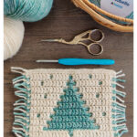 Mosaic Christmas Tree Coaster Free Crochet Pattern