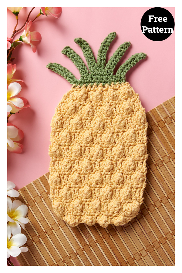 Pineapple DIshcloth Free Crochet Pattern