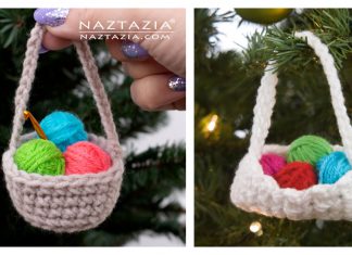 Yarn Basket Ornament Free Crochet Pattern